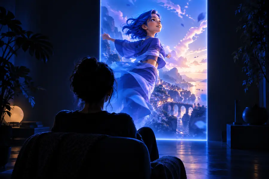 Ribbon dancer scene showing a more directed video concept